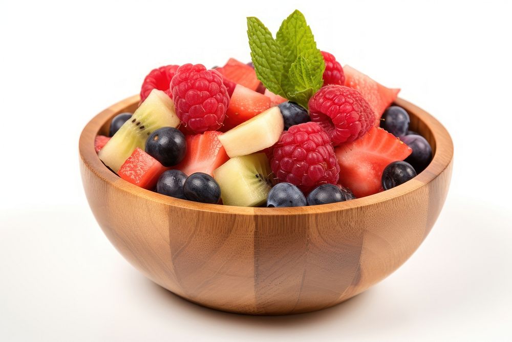 Fruit bowl blueberry raspberry. AI generated Image by rawpixel.