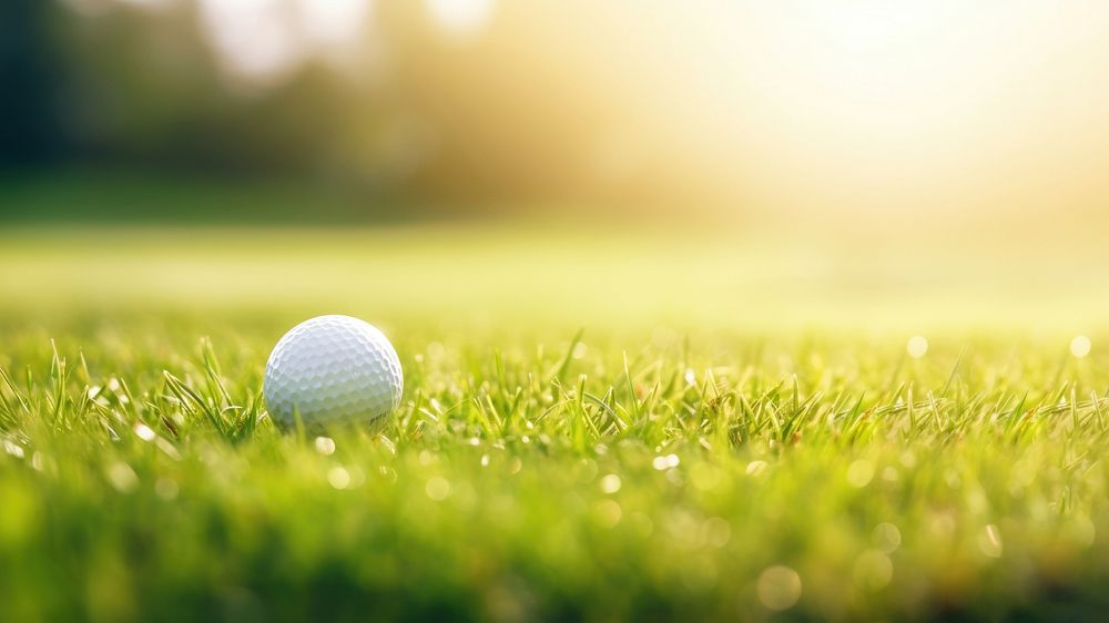Photo of golf ball in the green grass close to the hole, natural light. AI generated Image by rawpixel.