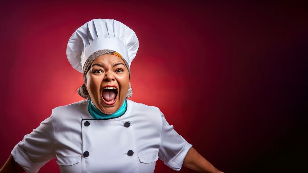 Photography of An Indian women plus size as a Head chef speacking. AI generated Image by rawpixel.