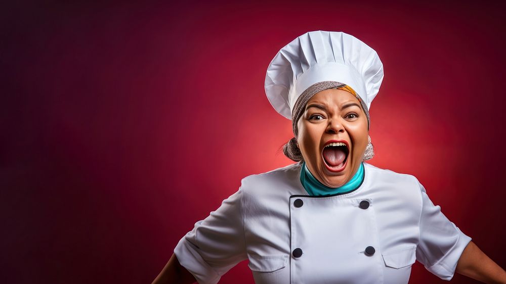 Photography of An Indian women plus size as a Head chef speacking. 