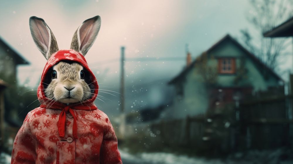 portrait of a rabbit in a dress, in the style of photo realistic techniques. AI generated Image by rawpixel.