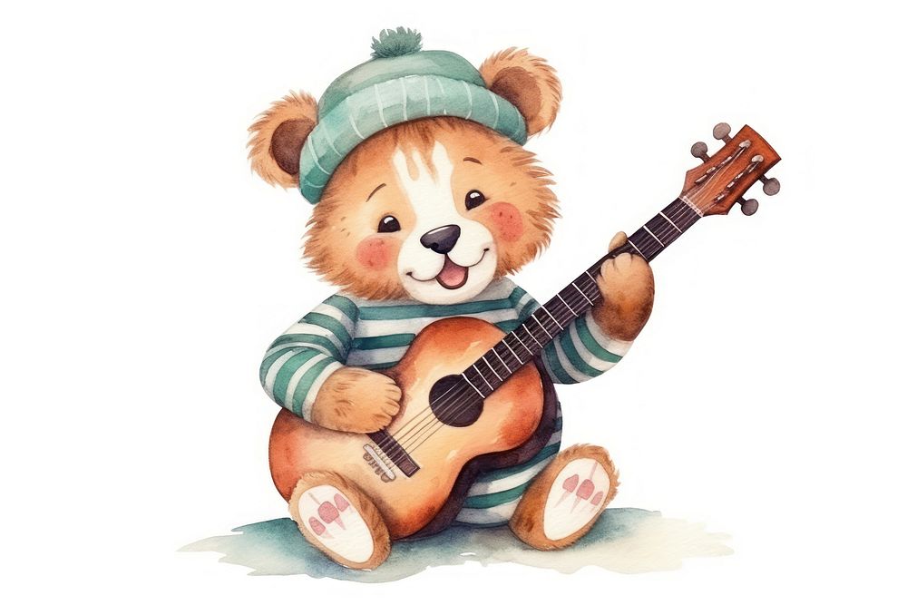 Playing guitar together cute toy representation. AI generated Image by rawpixel.