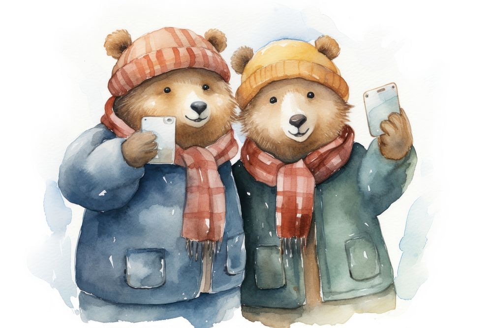 Take a selfie cute bear fun. AI generated Image by rawpixel.