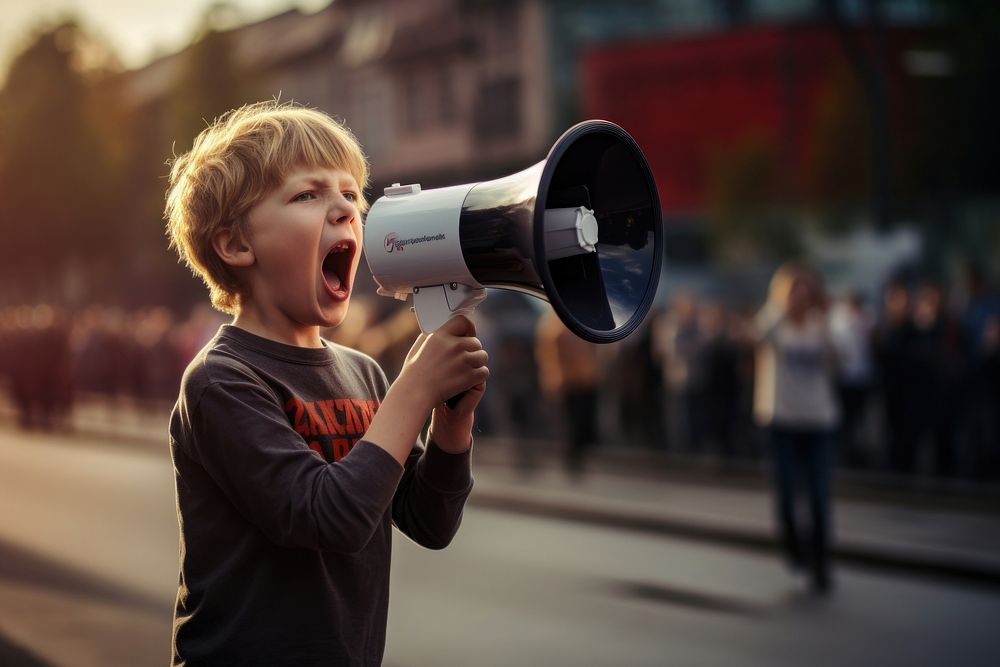 Shouting child adult city. AI generated Image by rawpixel.