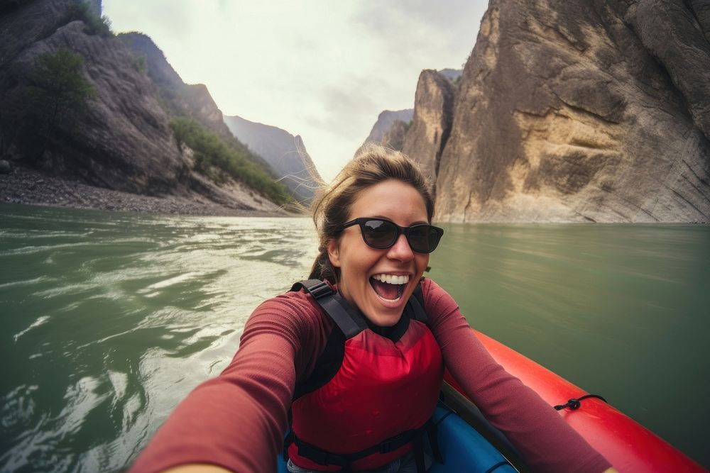 Backpacker woman mountain kayak recreation. AI generated Image by rawpixel.