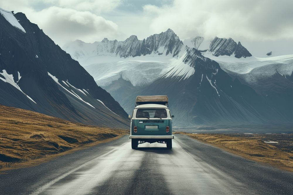Camper car riding mountain vehicle road. AI generated Image by rawpixel.