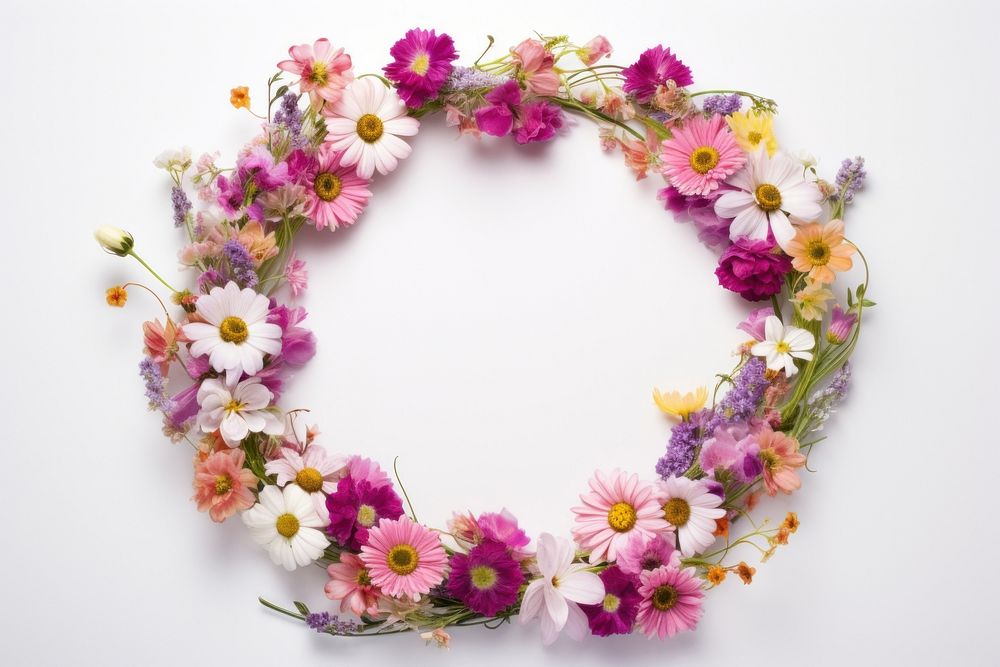 Floral circle border flower petal plant. AI generated Image by rawpixel.
