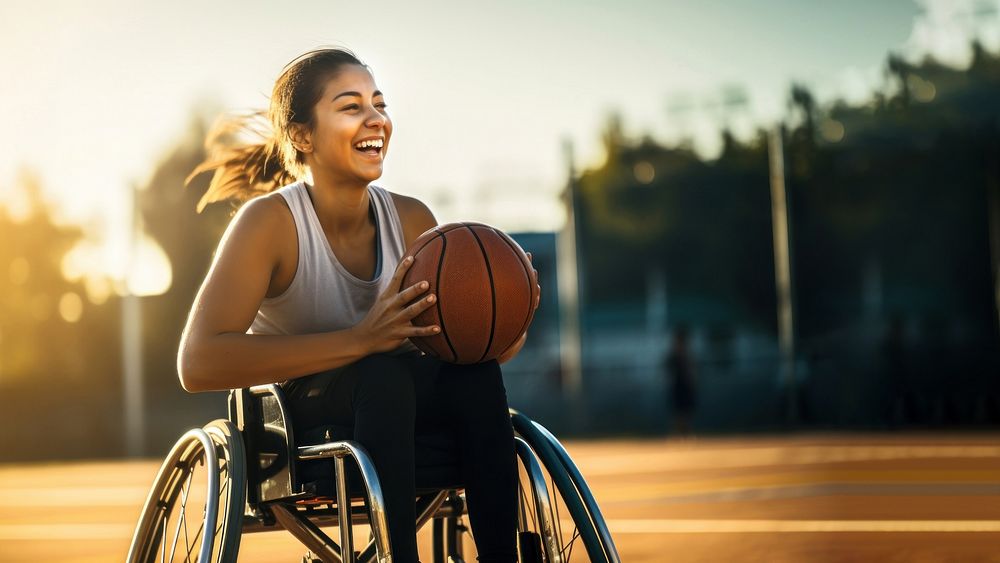 Basketball wheelchair sports happy. 