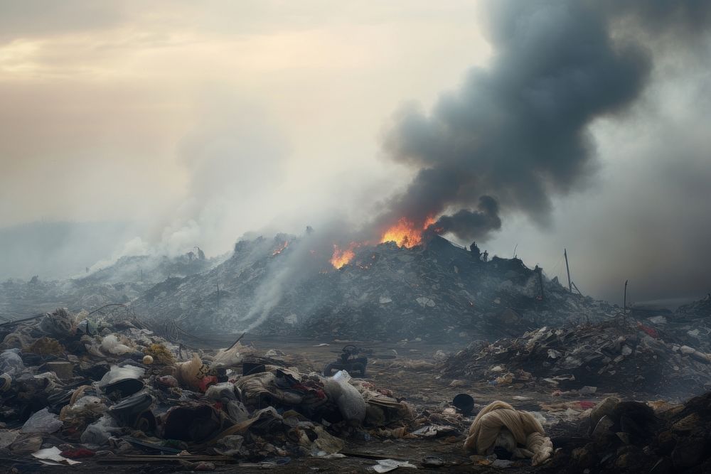 Landfill outdoors nature smoke. AI generated Image by rawpixel.