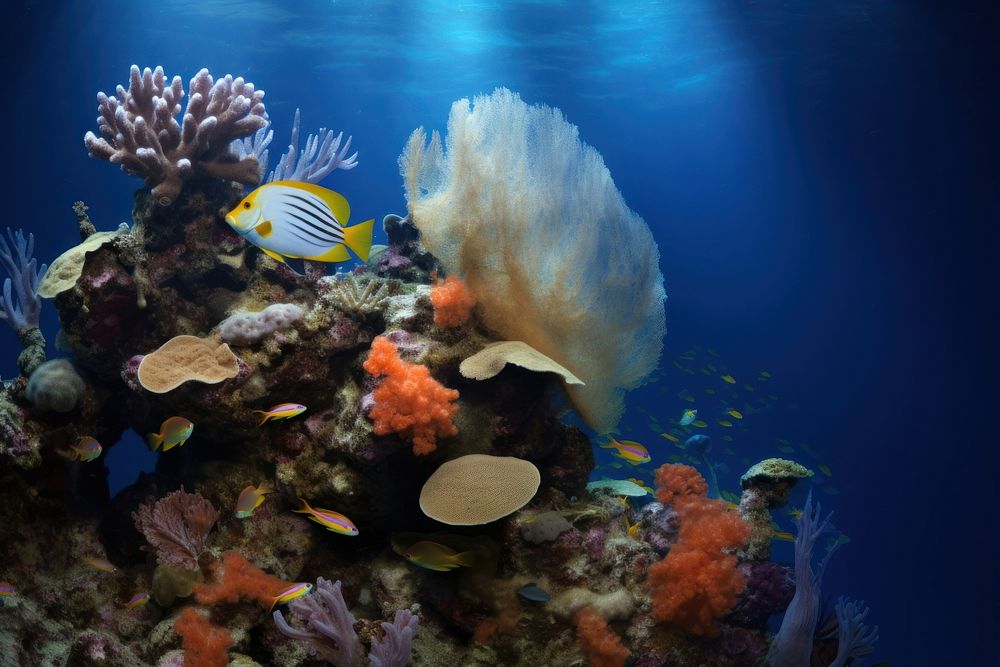 Underwater coral reef ocean fish underwater. 