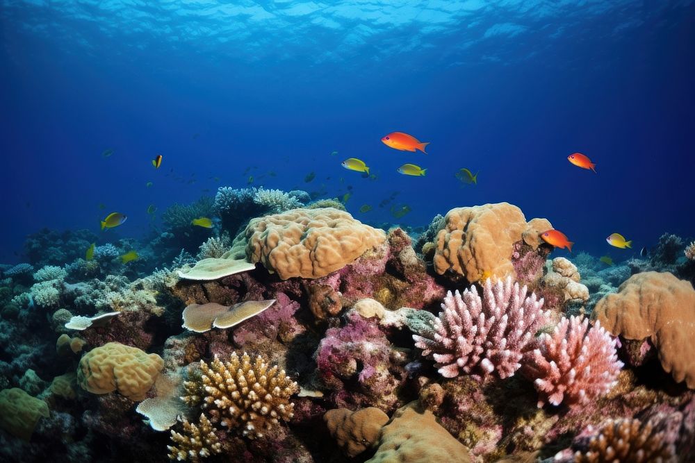 Underwater coral reef underwater ocean fish. 