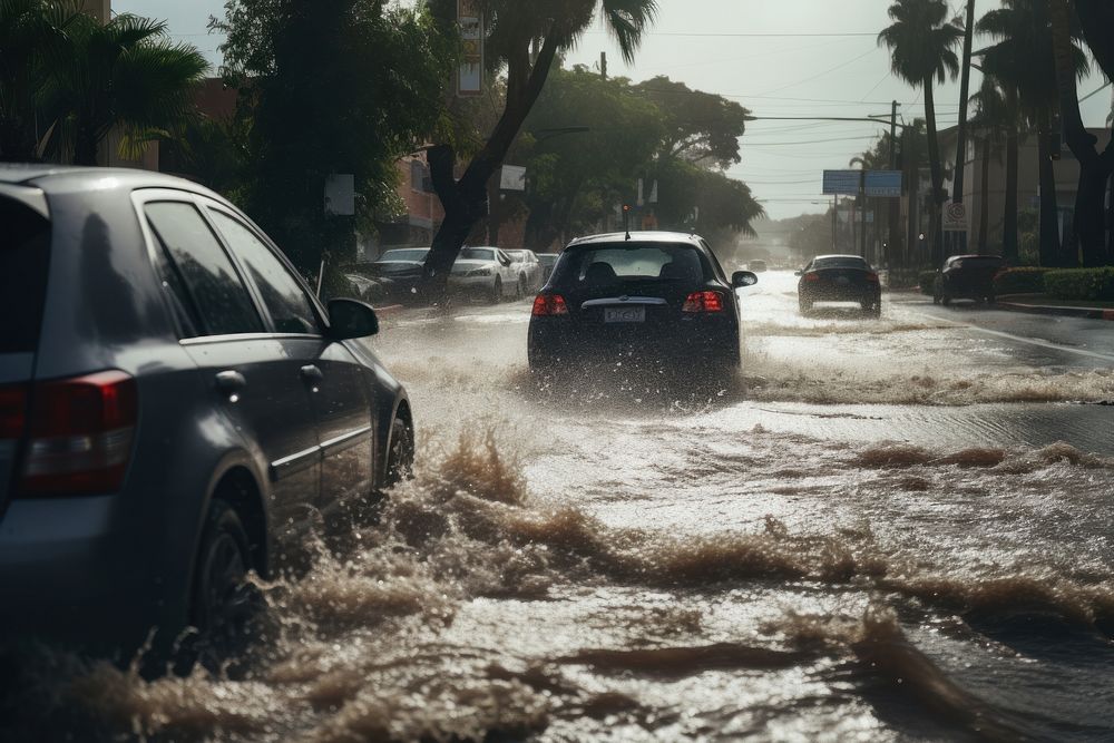 Flash flooding car vehicle transportation. 