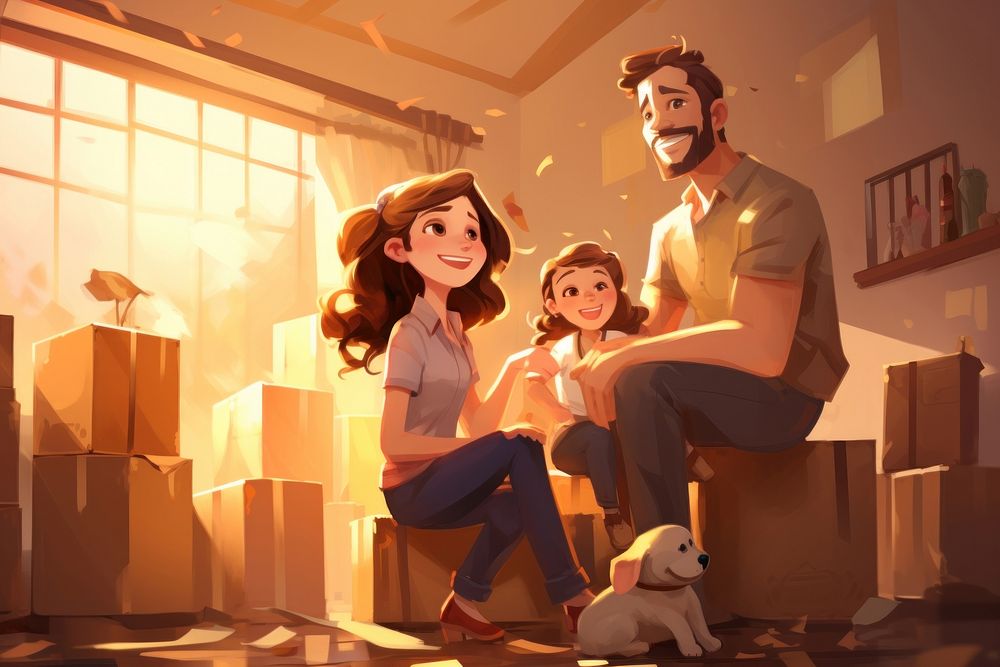 Happy family cardboard cartoon adult. AI generated Image by rawpixel.