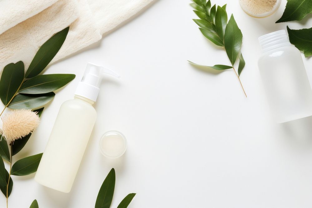 Beauty products cosmetics bottle plant. AI generated Image by rawpixel.