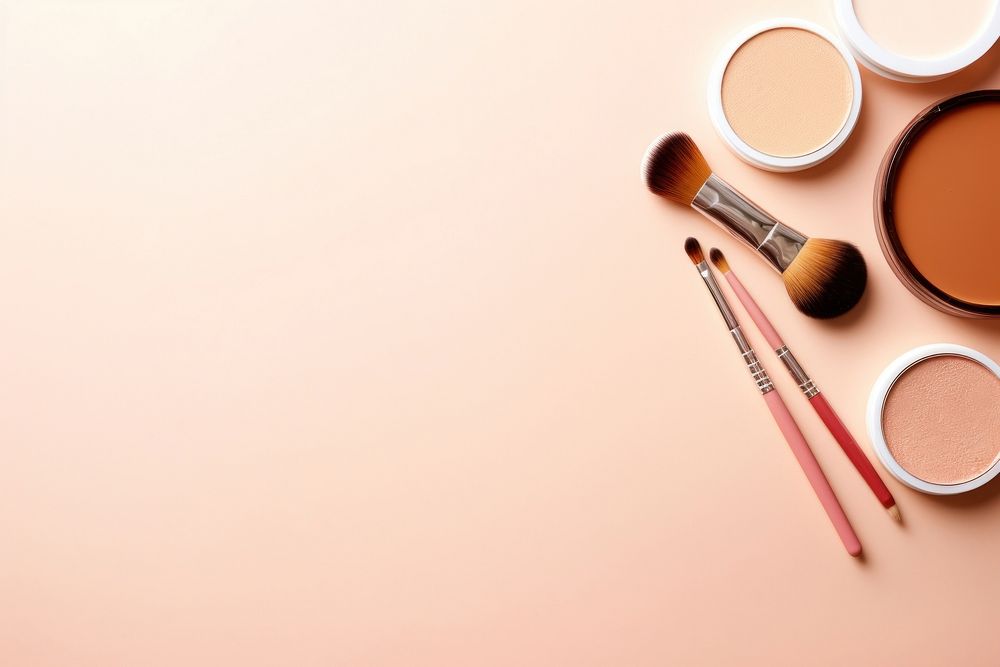 Beauty products cosmetics brush copy space. AI generated Image by rawpixel.