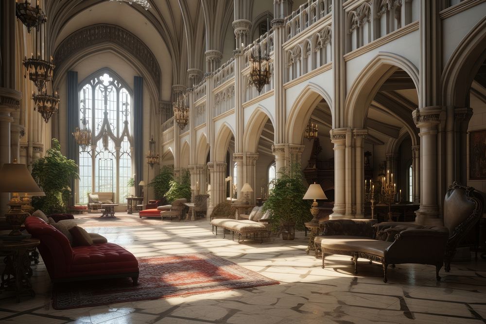 Interior castle architecture furniture building. AI generated Image by rawpixel.