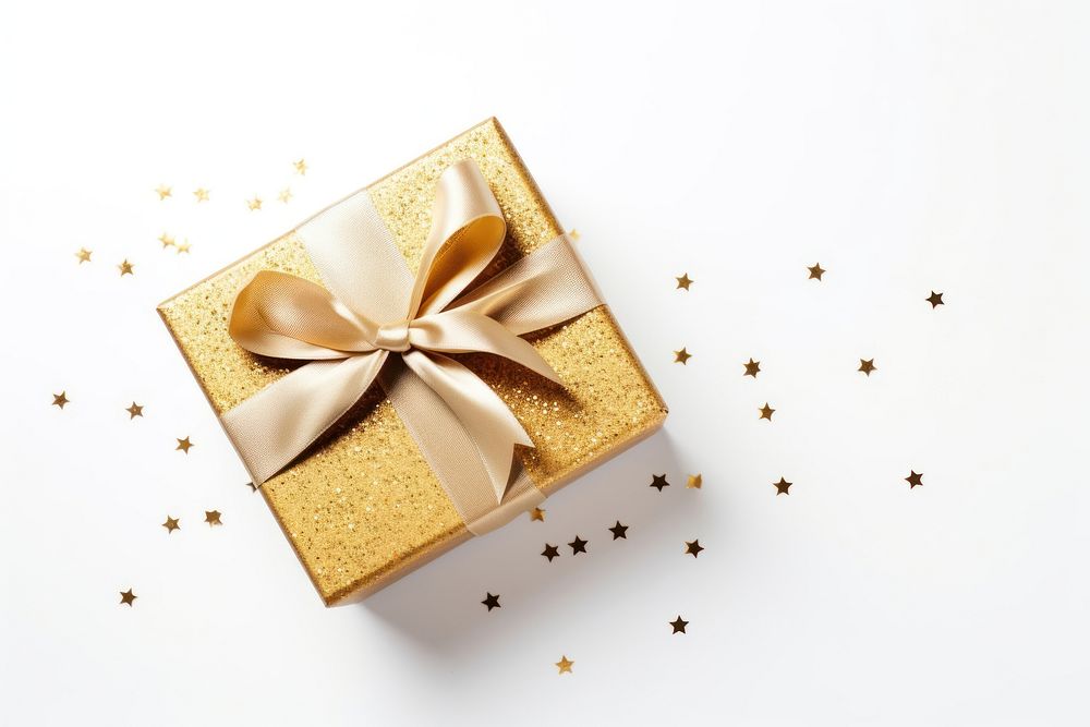 Gift gold bow box. AI generated Image by rawpixel.