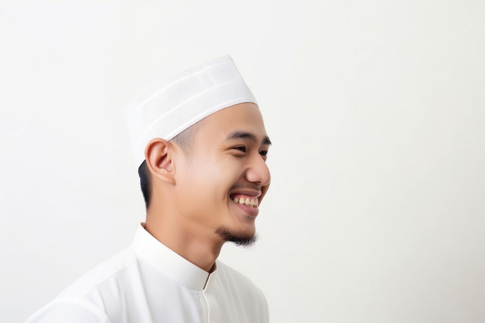 Happy Asian Muslim adult smile happiness. AI generated Image by rawpixel.