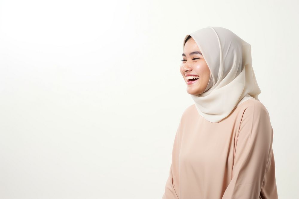 Happy Asian Muslim scarf adult smile. AI generated Image by rawpixel.