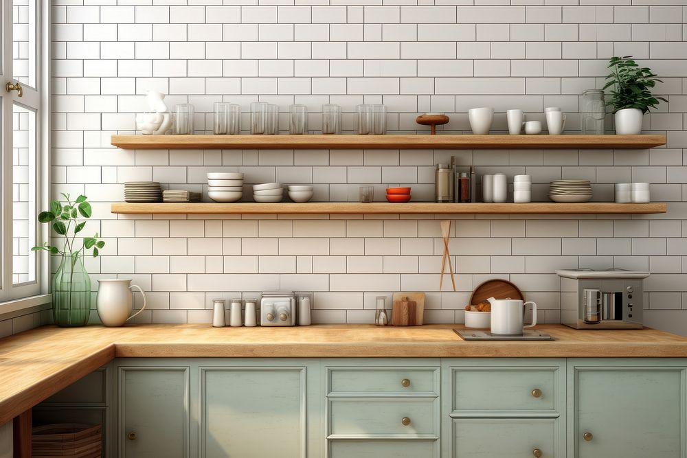 Kitchen interior shelf architecture countertop. AI generated Image by rawpixel.