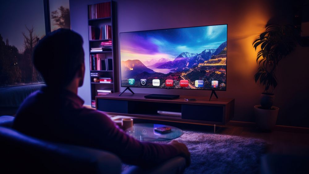 photo of smart tv in living room. AI generated Image by rawpixel.
