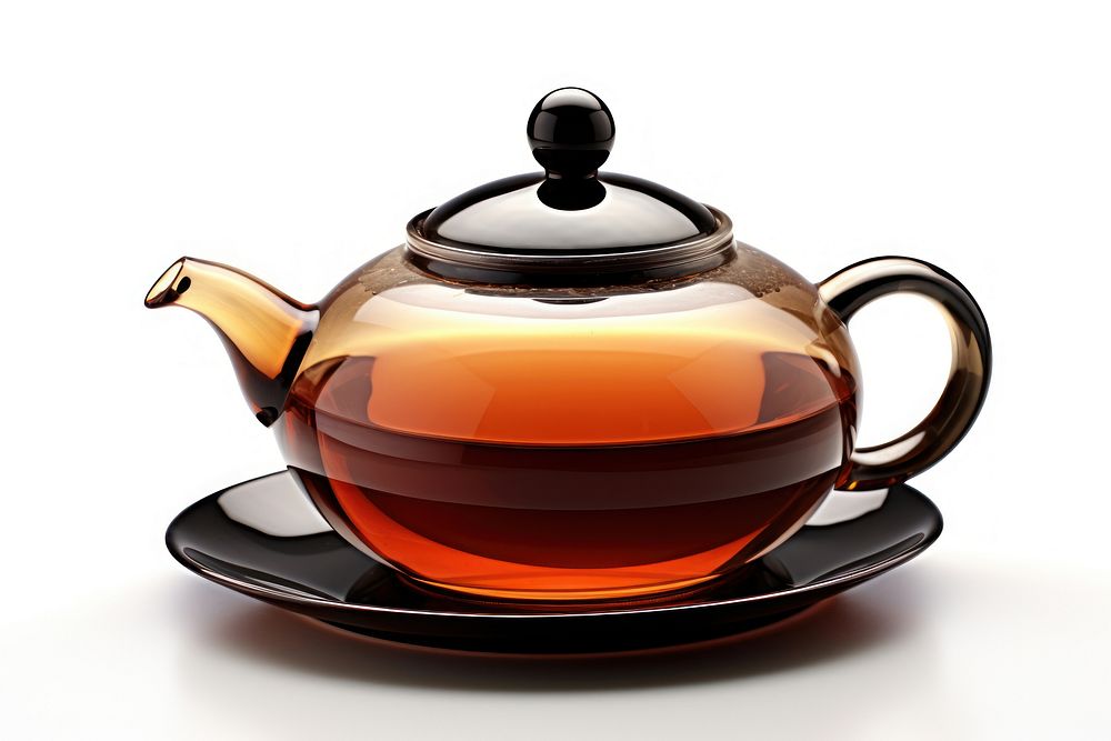 Blacktea teapot white background refreshment. AI generated Image by rawpixel.