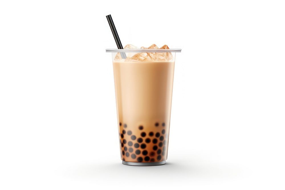 Bubble tea drink milk white background. AI generated Image by rawpixel.