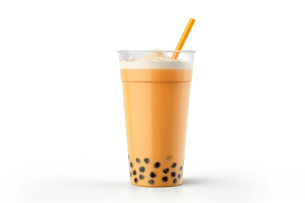 Bubble tea drink white background refreshment. AI generated Image by rawpixel.