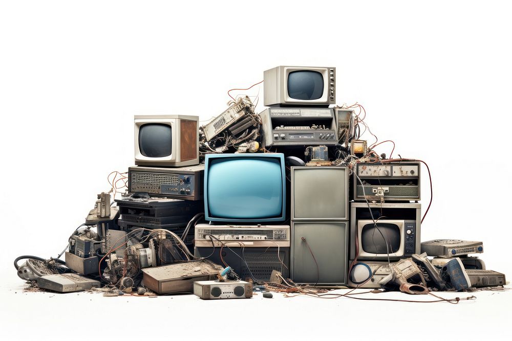 Waste electronics white background technology. AI generated Image by rawpixel.
