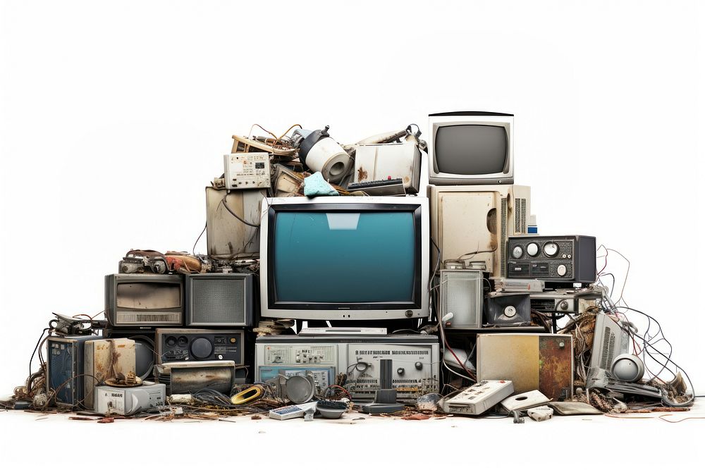 Waste electronics computer white background. AI generated Image by rawpixel.