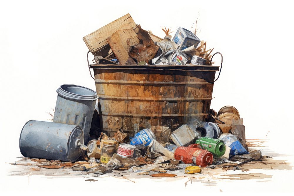 Waste garbage tin white background. AI generated Image by rawpixel.