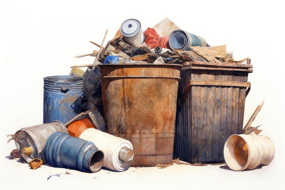 Waste garbage white background pollution. AI generated Image by rawpixel.