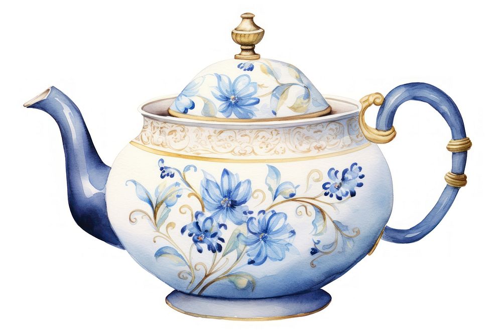 Teapot porcelain art white background. AI generated Image by rawpixel.