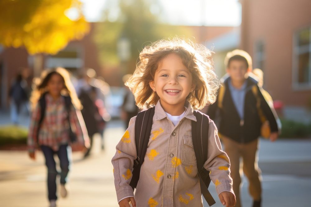 Walking portrait student school. 