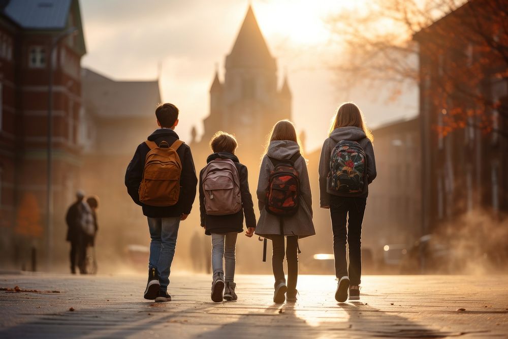 Walking student adult togetherness. AI generated Image by rawpixel.