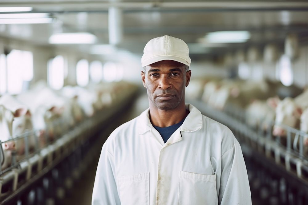 African American man, dairy industry photo. 