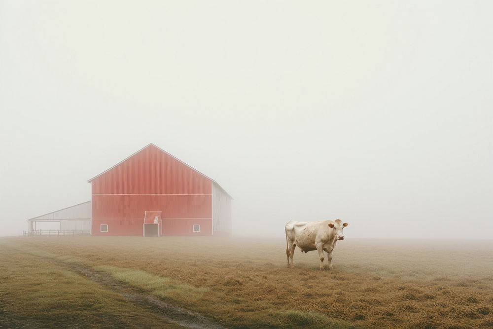 Cows on grass, farming industry photo. AI generated image by rawpixel.