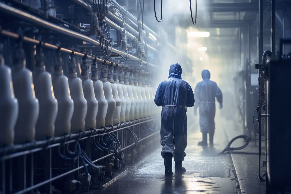 People in factory, dairy industry photo. AI generated image by rawpixel.