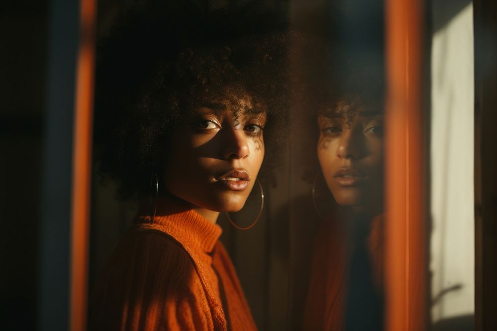 African american woman photography portrait contemplation. 