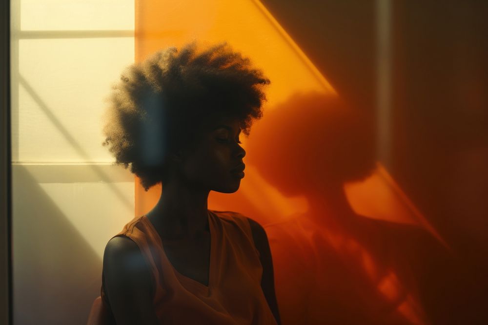 African american woman adult contemplation backlighting. AI generated Image by rawpixel.