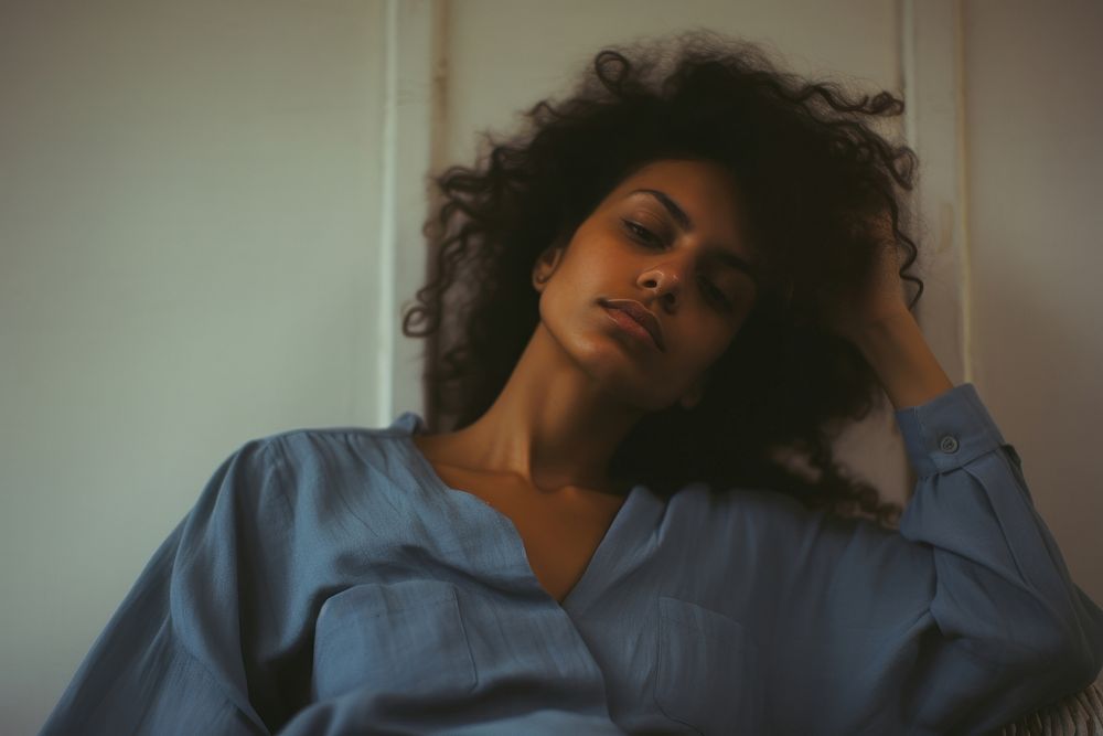 Puerto rican woman contemplation loneliness relaxation. 