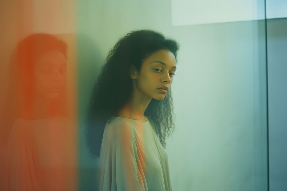 Puerto rican woman contemplation loneliness hairstyle. AI generated Image by rawpixel.