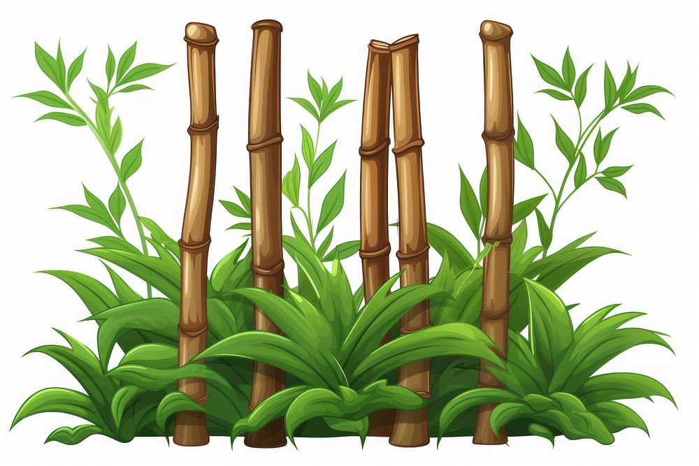 Bamboo cartoon plant white background. AI generated Image by rawpixel.