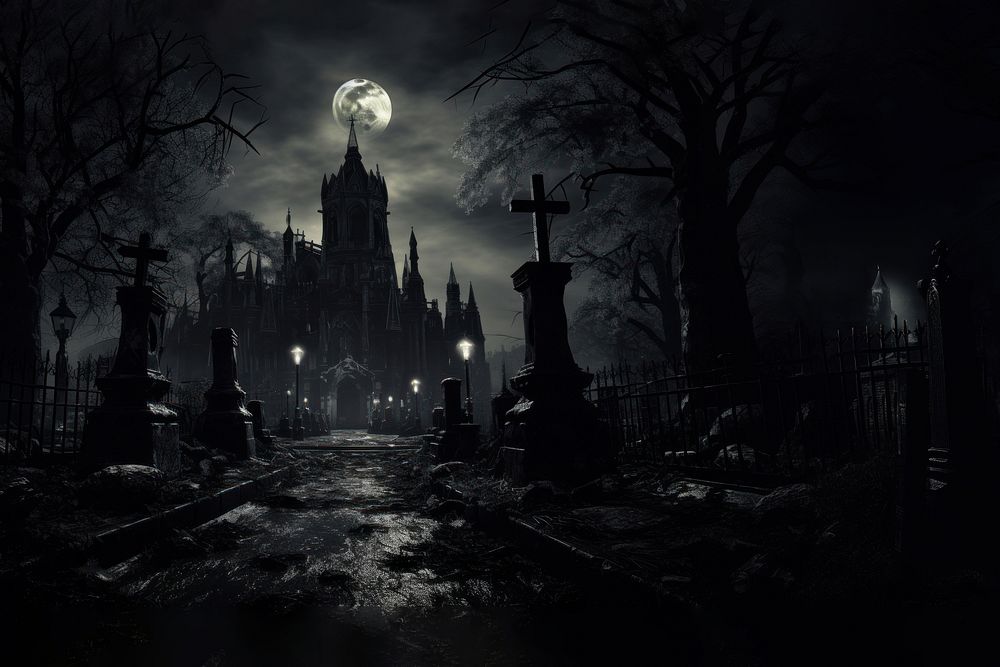 Scary haunted castle, Halloween. 