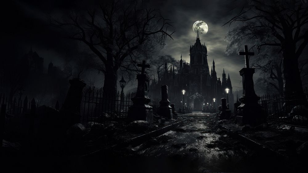 Scary haunted castle, Halloween. 