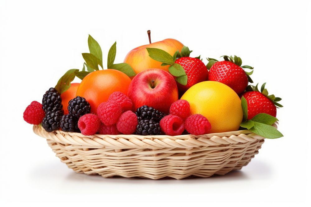 Fruit basket strawberry raspberry blueberry. AI generated Image by rawpixel.