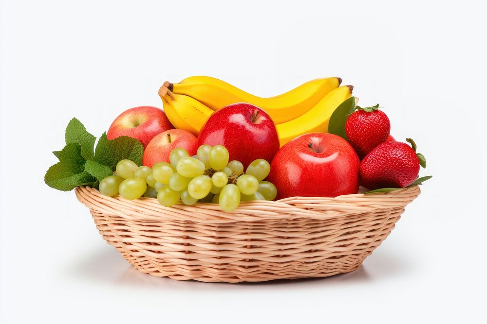 Fruit basket strawberry banana apple. AI generated Image by rawpixel.