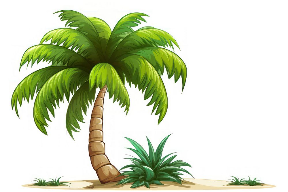 Palm tree cartoon plant white background. AI generated Image by rawpixel.