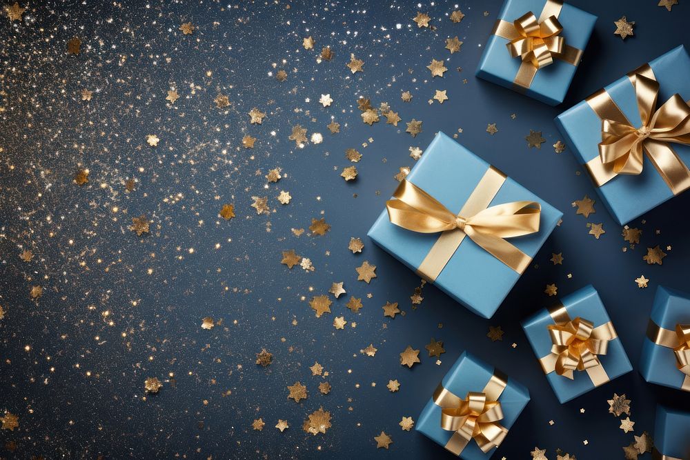 Realistic gifts box backgrounds gold blue. AI generated Image by rawpixel.