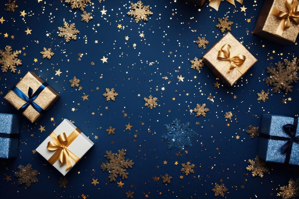 Realistic gifts box backgrounds snowflake gold. AI generated Image by rawpixel.